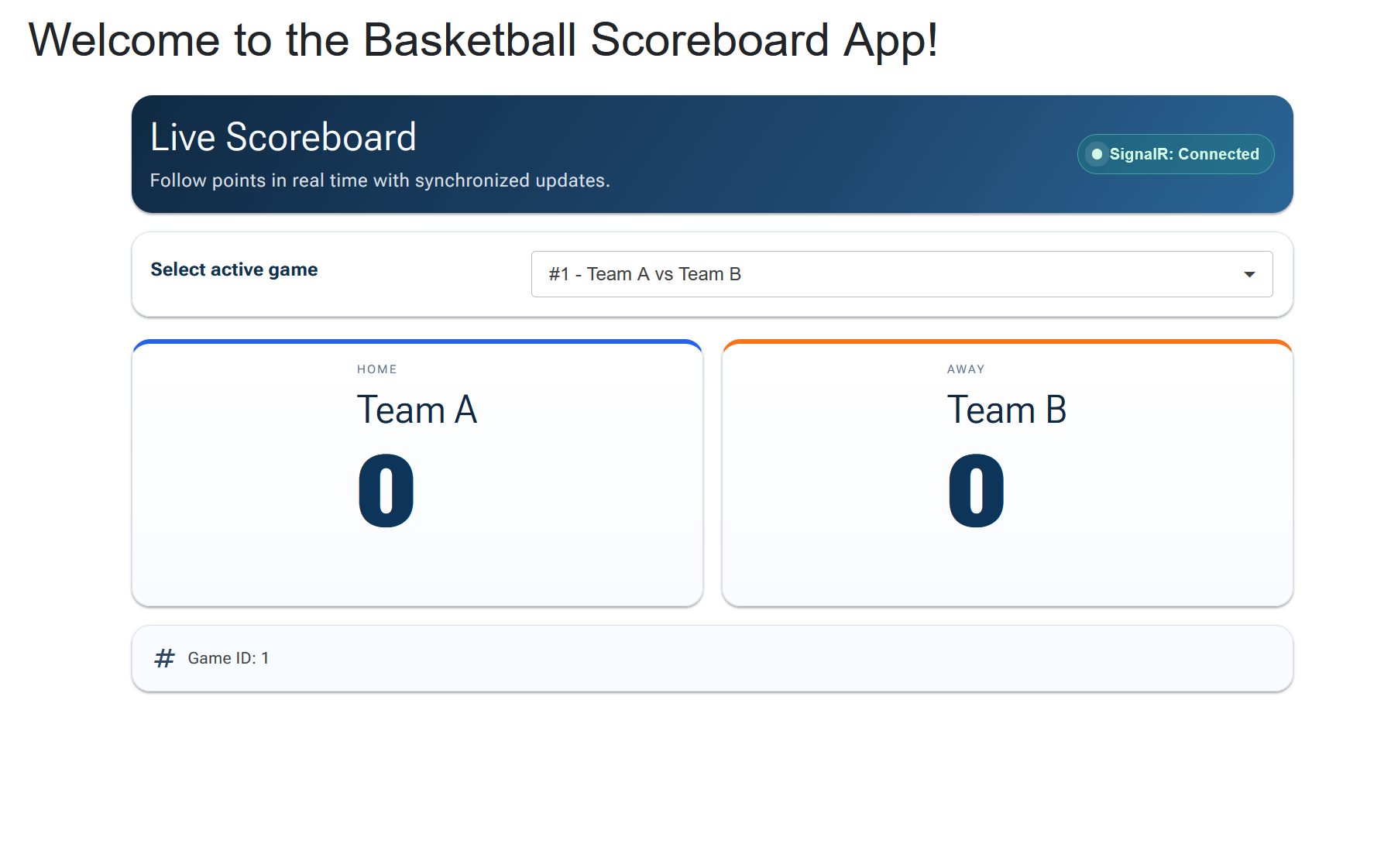 Scoreboard interface